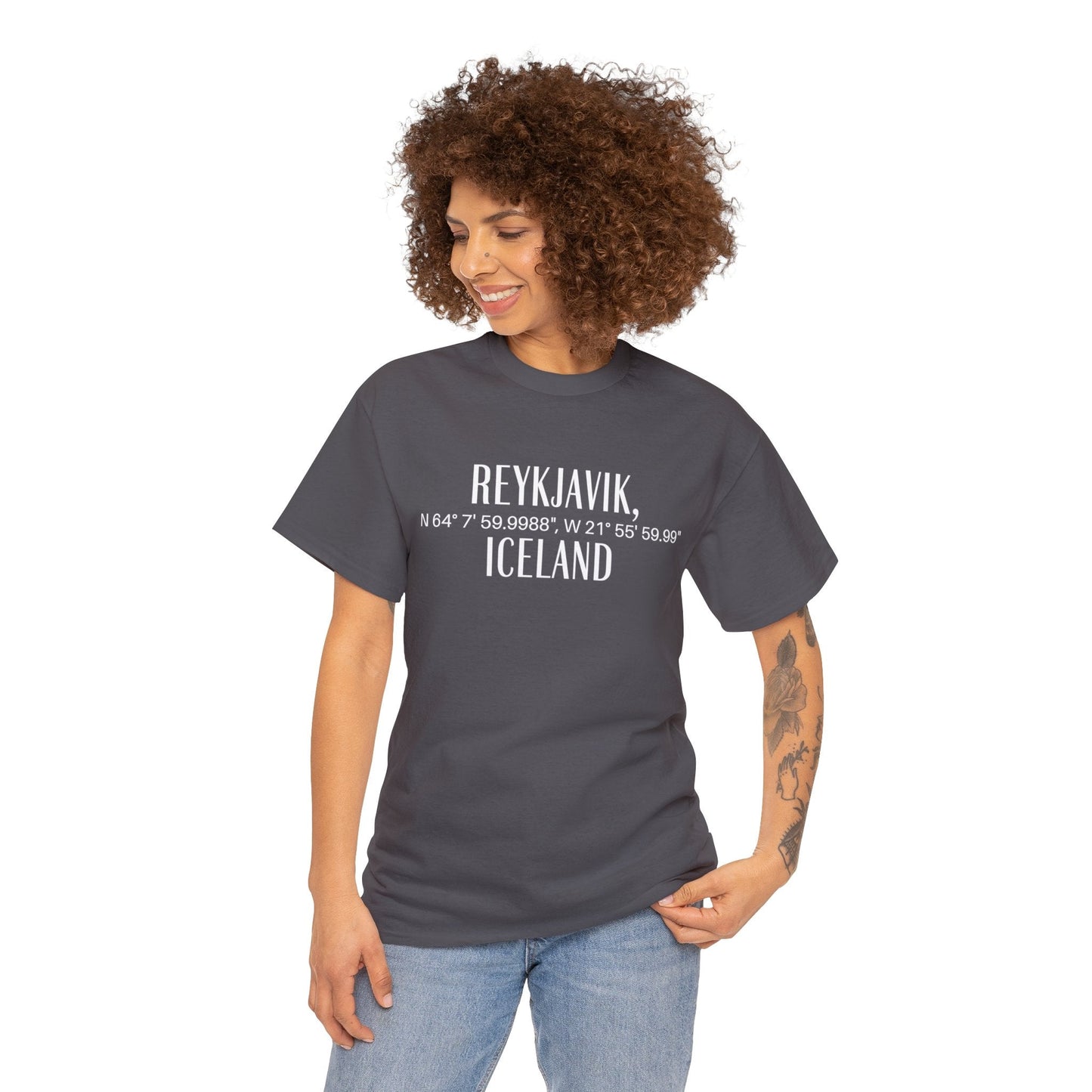 Reykjavik Iceland Coordinates T-Shirt, Modern Travel Tee Atlas Wanderlust