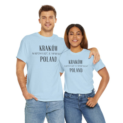 Krakow, Poland Coordinates T-Shirt Unisex Atlas Wanderlust