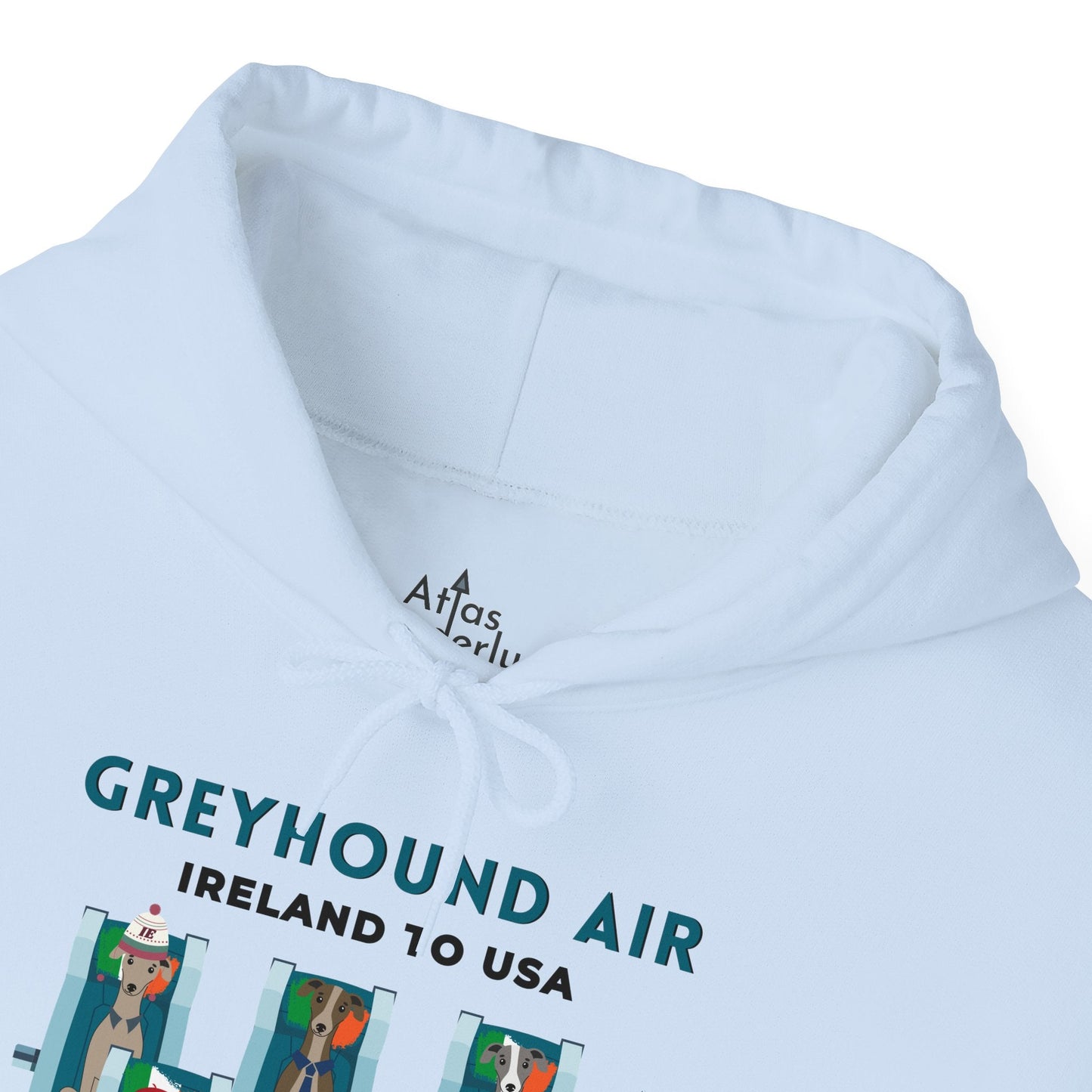Greyhound Air Hooded Sweatshirt, Ireland to USA Classic Fit, Original Design, Unisex Atlas Wanderlust
