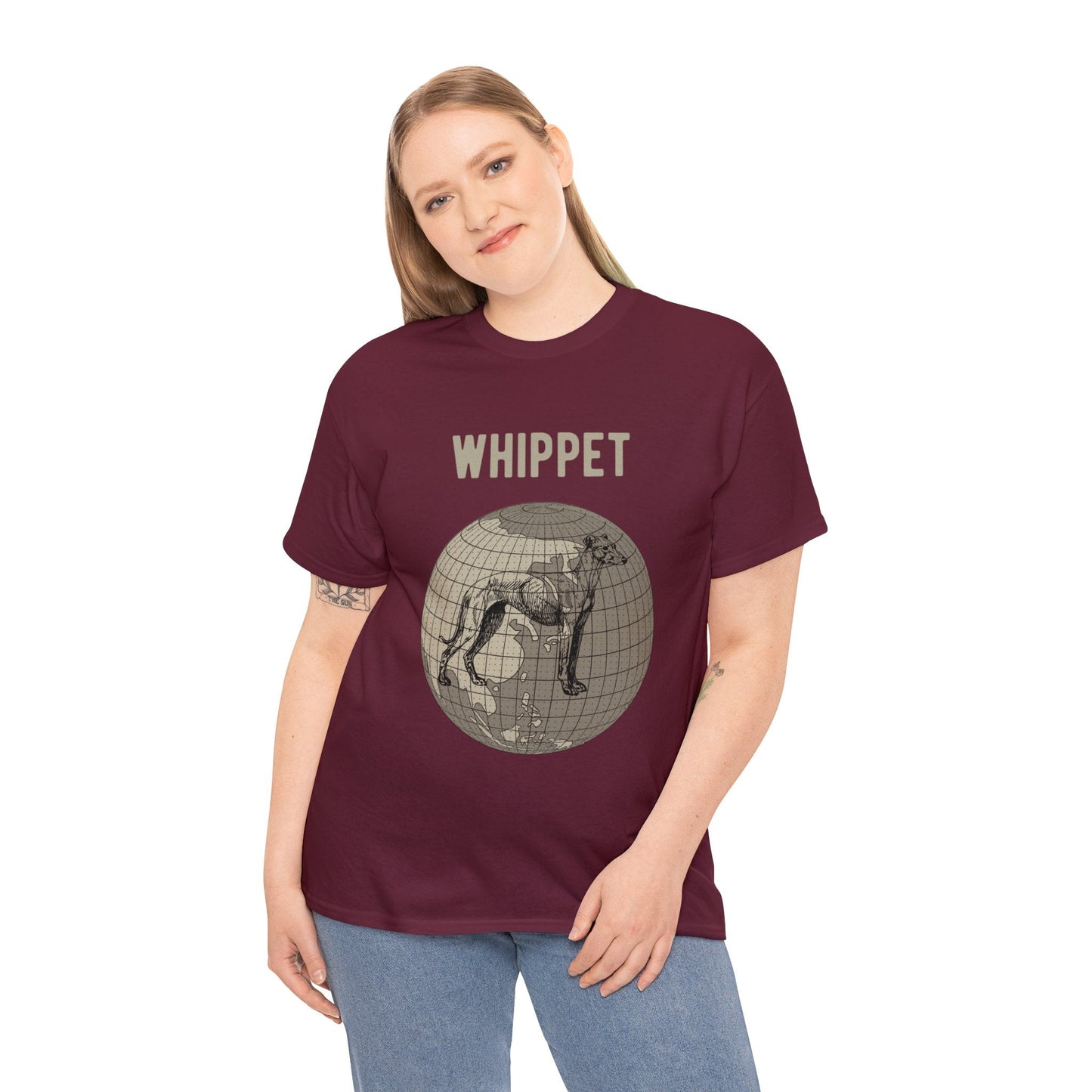 Whippet T-Shirt, World Map Tee Atlas Wanderlust