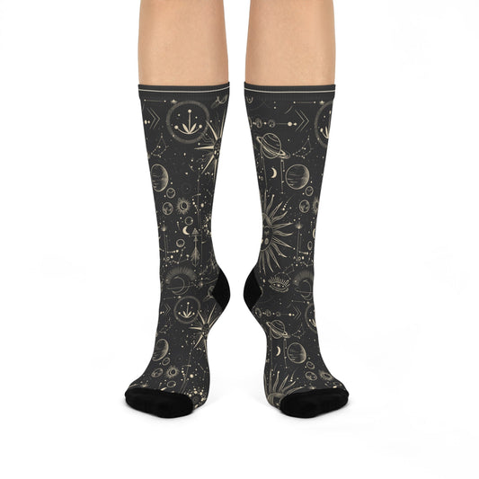 Celestial Socks Astrology Unisex Adult Stretchy Mid Calf Original Atlas Wanderlust