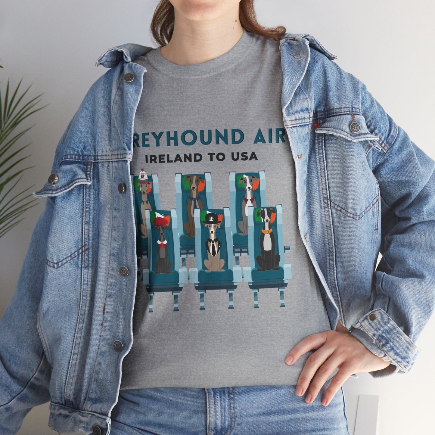 Greyhound Air Short Sleeve Shirt Ireland to USA Benefits Greyhound Rescue Atlas Wanderlust