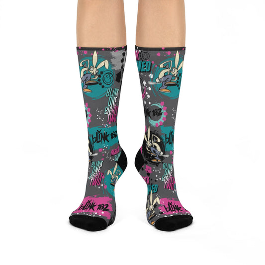 Blink 182 Socks, Mark Blinked Unisex Adult Mid Calf Atlas Wanderlust