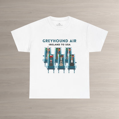 Greyhound Air Short Sleeve Shirt Ireland to USA Benefits Greyhound Rescue Atlas Wanderlust