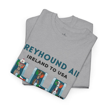 Greyhound Air Short Sleeve Shirt Ireland to USA Benefits Greyhound Rescue Atlas Wanderlust