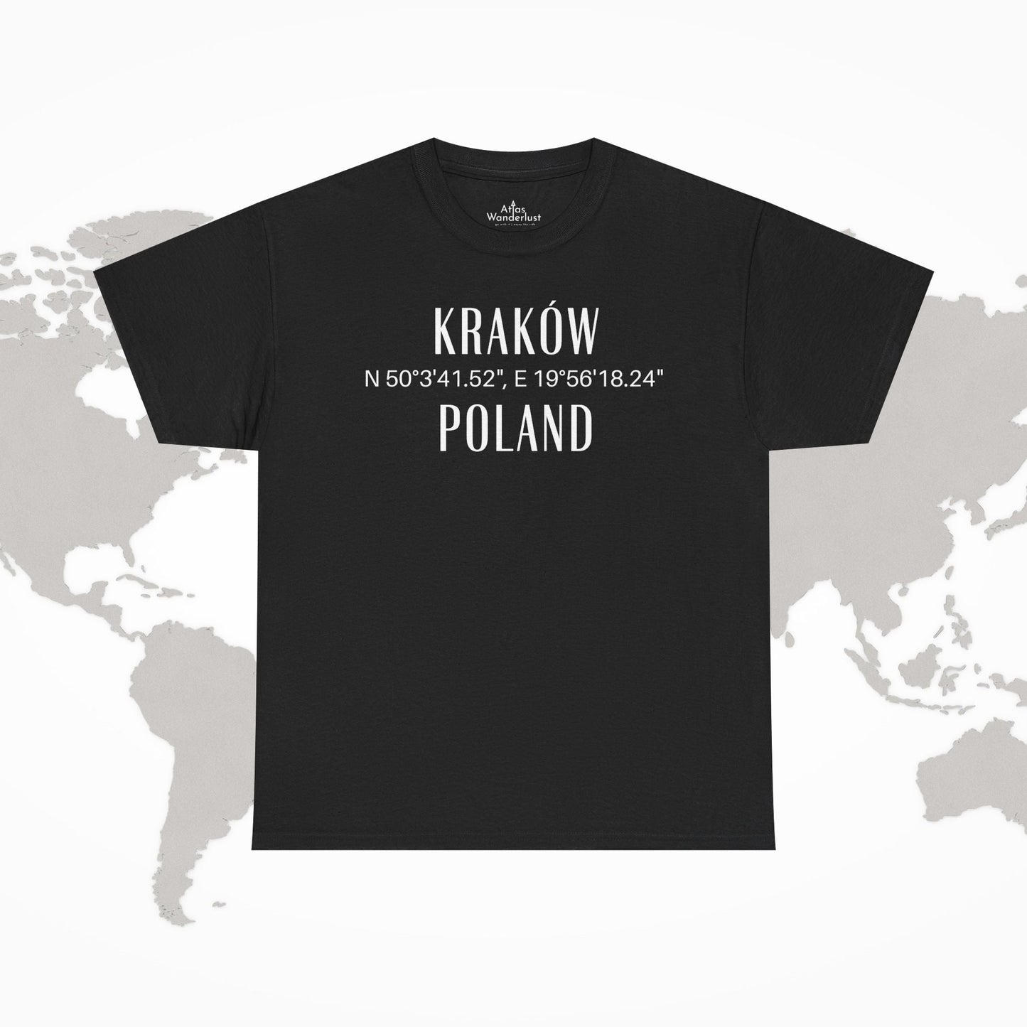 Krakow, Poland Coordinates T-Shirt Unisex Atlas Wanderlust
