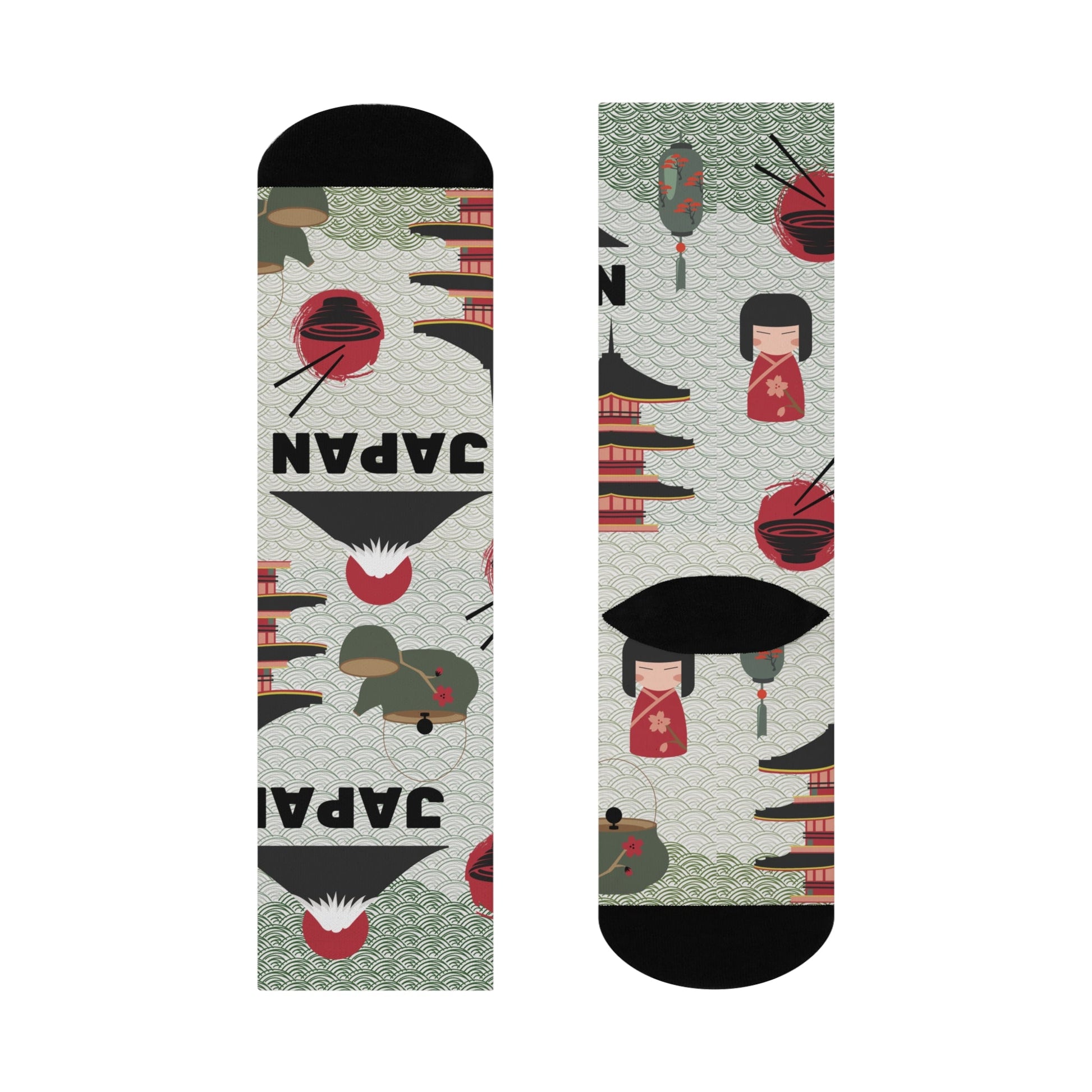 Japan Crew Socks Unisex Geisha Trendy Design Atlas Wanderlust