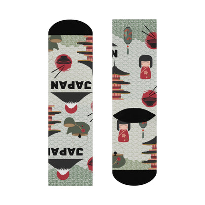 Japan Crew Socks Unisex Geisha Trendy Design Atlas Wanderlust