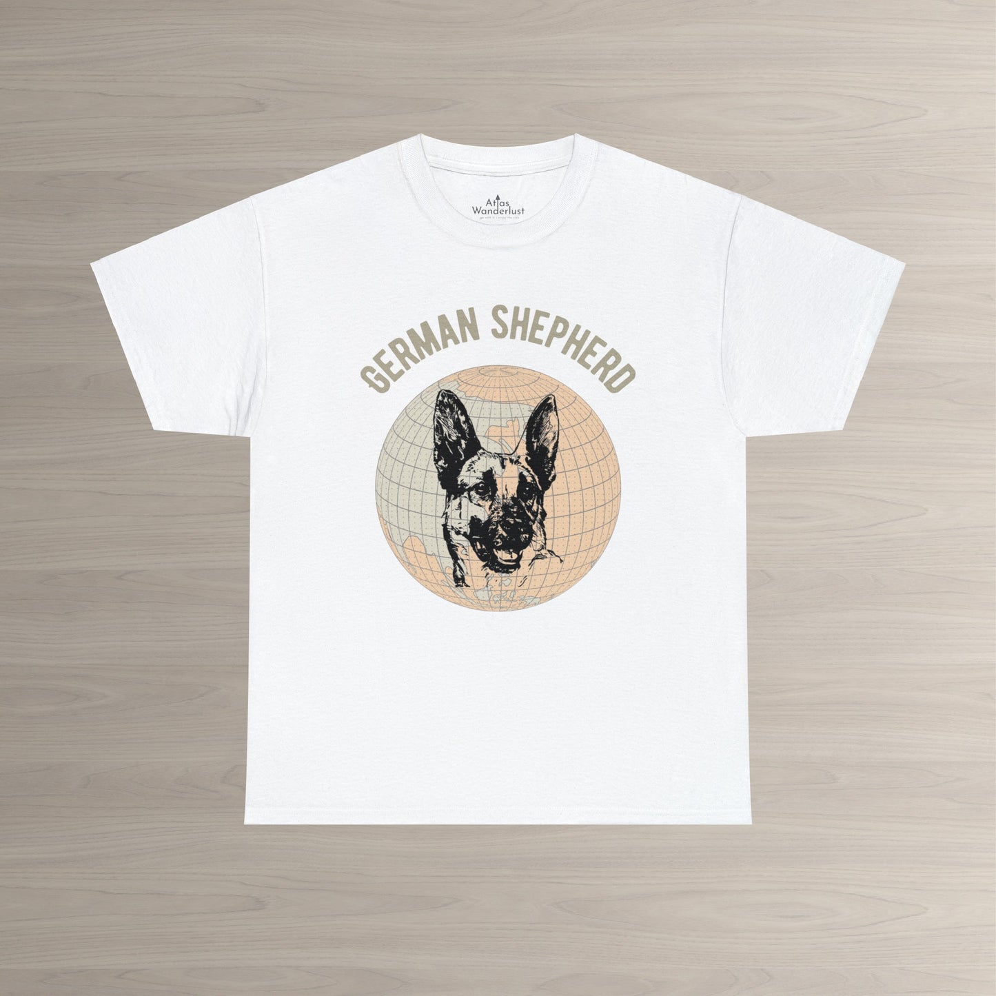 German Shepherd T-Shirt, Old- World Map Tee Atlas Wanderlust