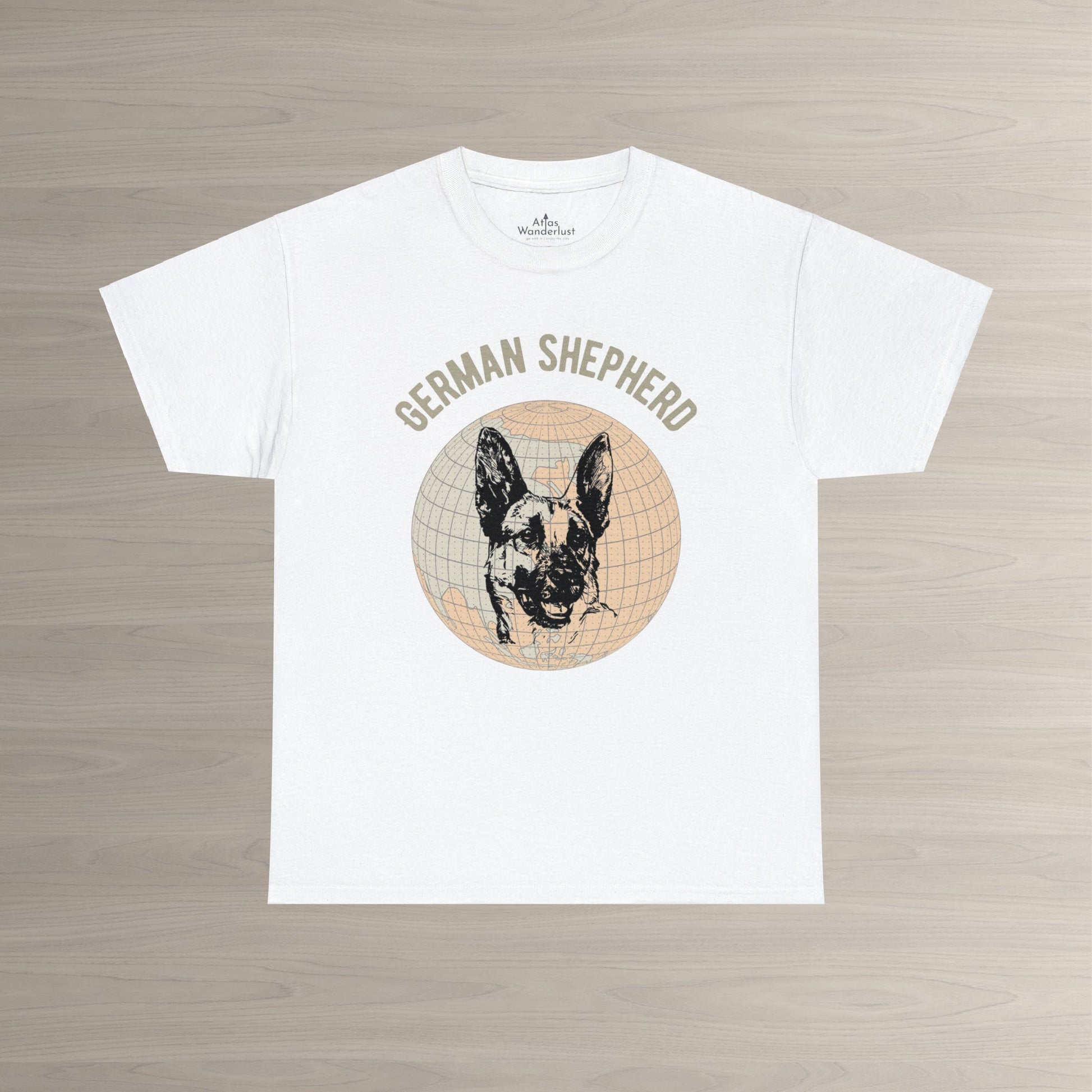 German Shepherd T-Shirt, Old- World Map Tee Atlas Wanderlust