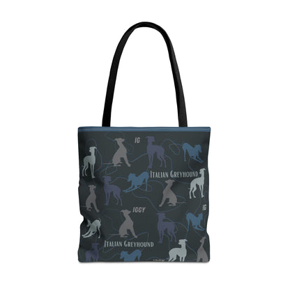 Italian Greyhound Iggy Tote Bag  Modern Design Original 3 Sizes Atlas Wanderlust