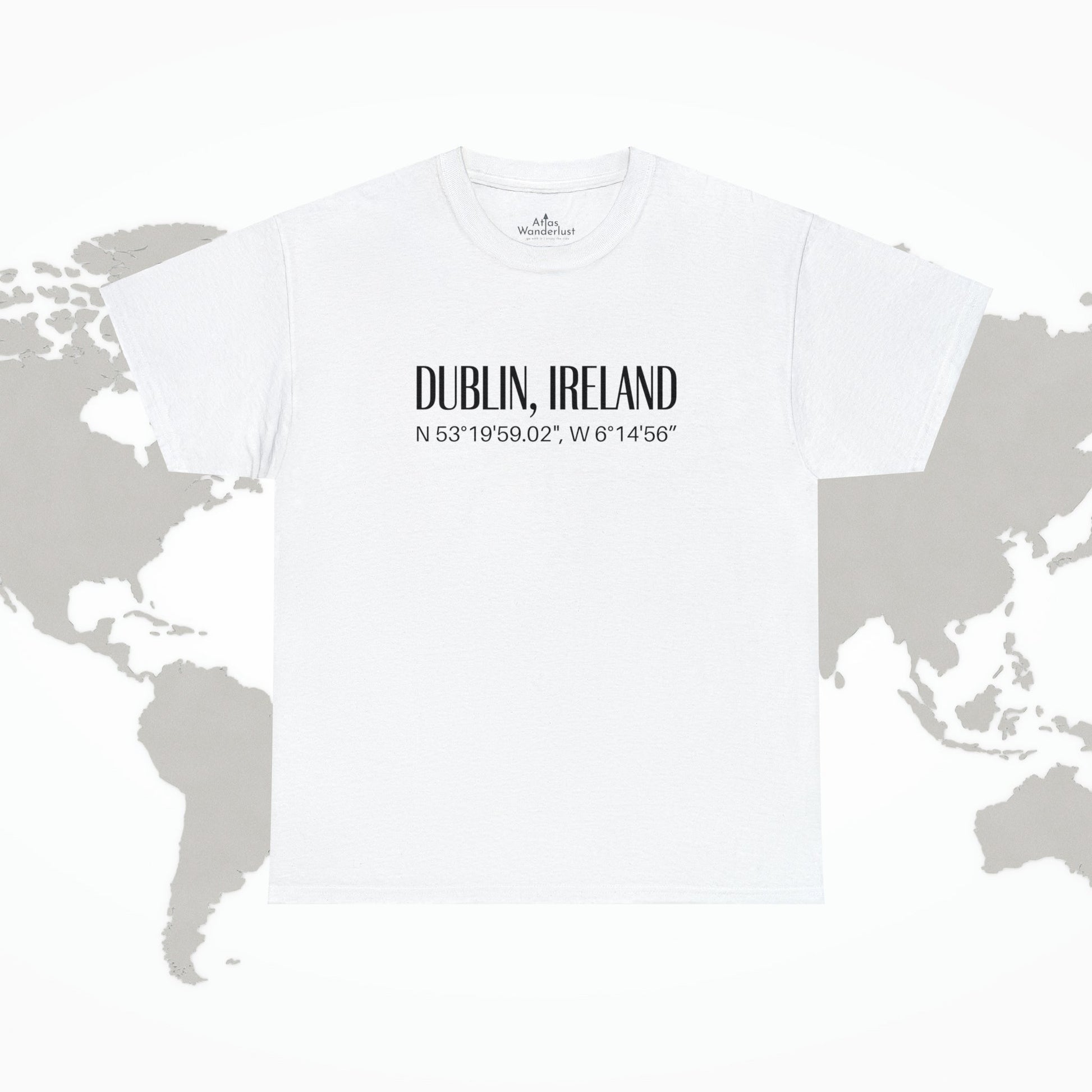 Dublin Ireland Coordinates T-Shirt, Modern Irish Tee Atlas Wanderlust
