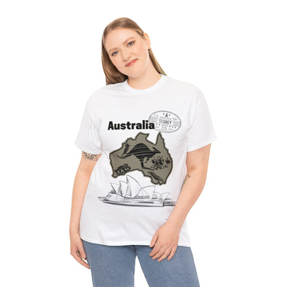 Australia Down Under T-Shirt, Kangaroo Tee Atlas Wanderlust