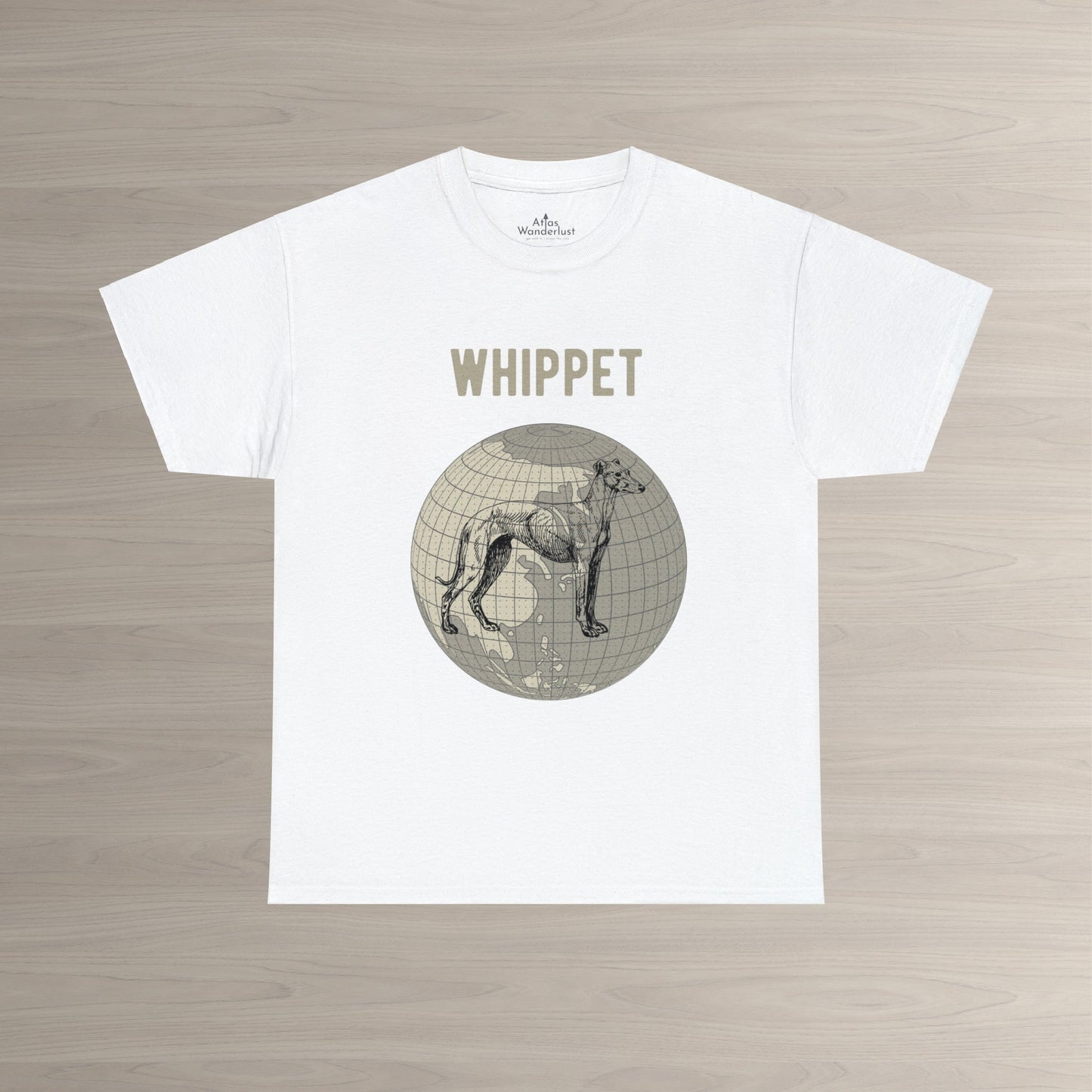Whippet T-Shirt, World Map Tee Atlas Wanderlust
