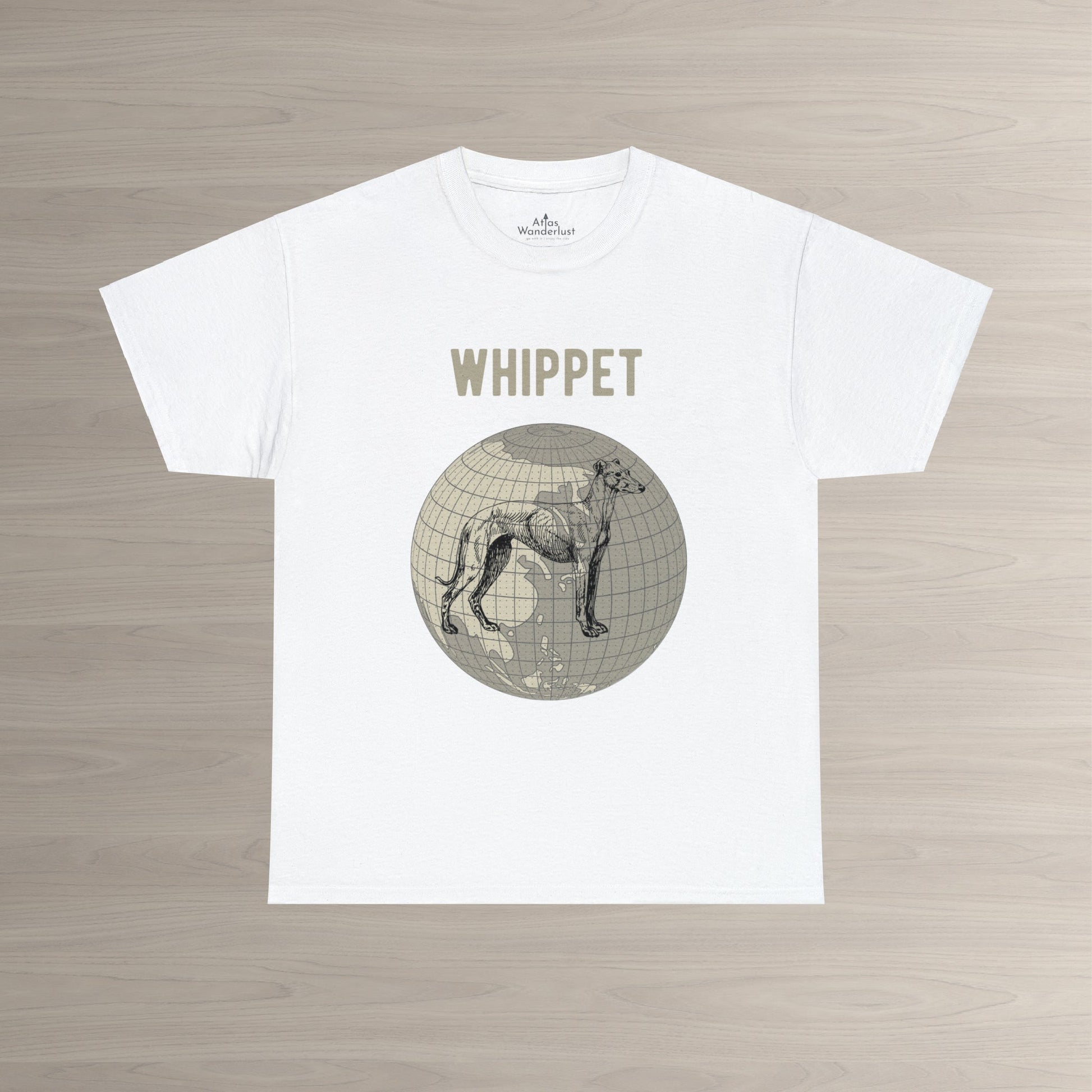 Whippet T-Shirt, World Map Tee Atlas Wanderlust