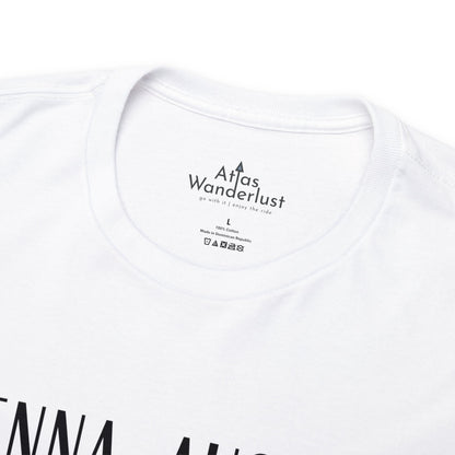 Vienna, Austria Coordinates T-Shirt, Modern Travel Tee Atlas Wanderlust