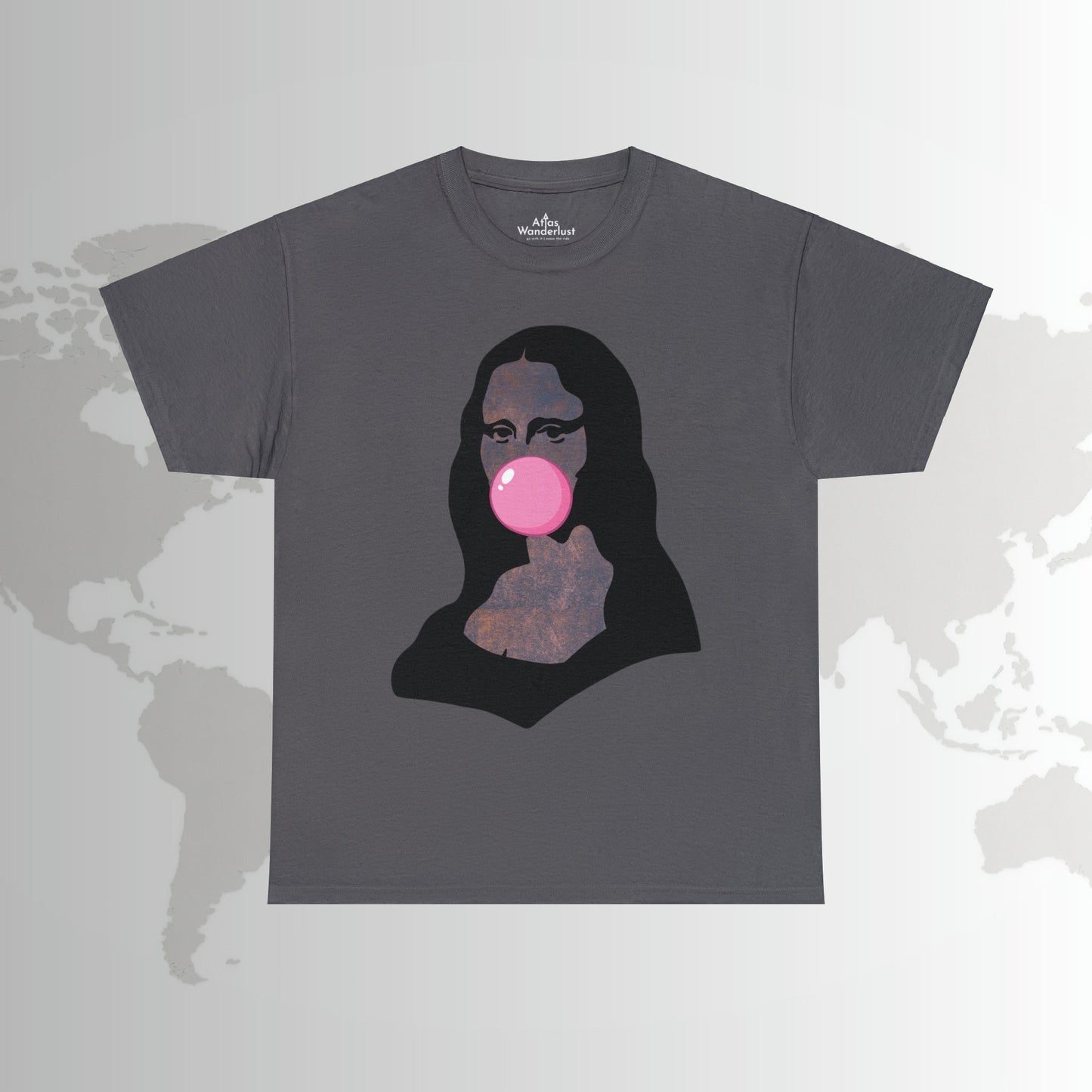 Mona Lisa Bubblegum T-Shirt Italy Humor Tee Atlas Wanderlust