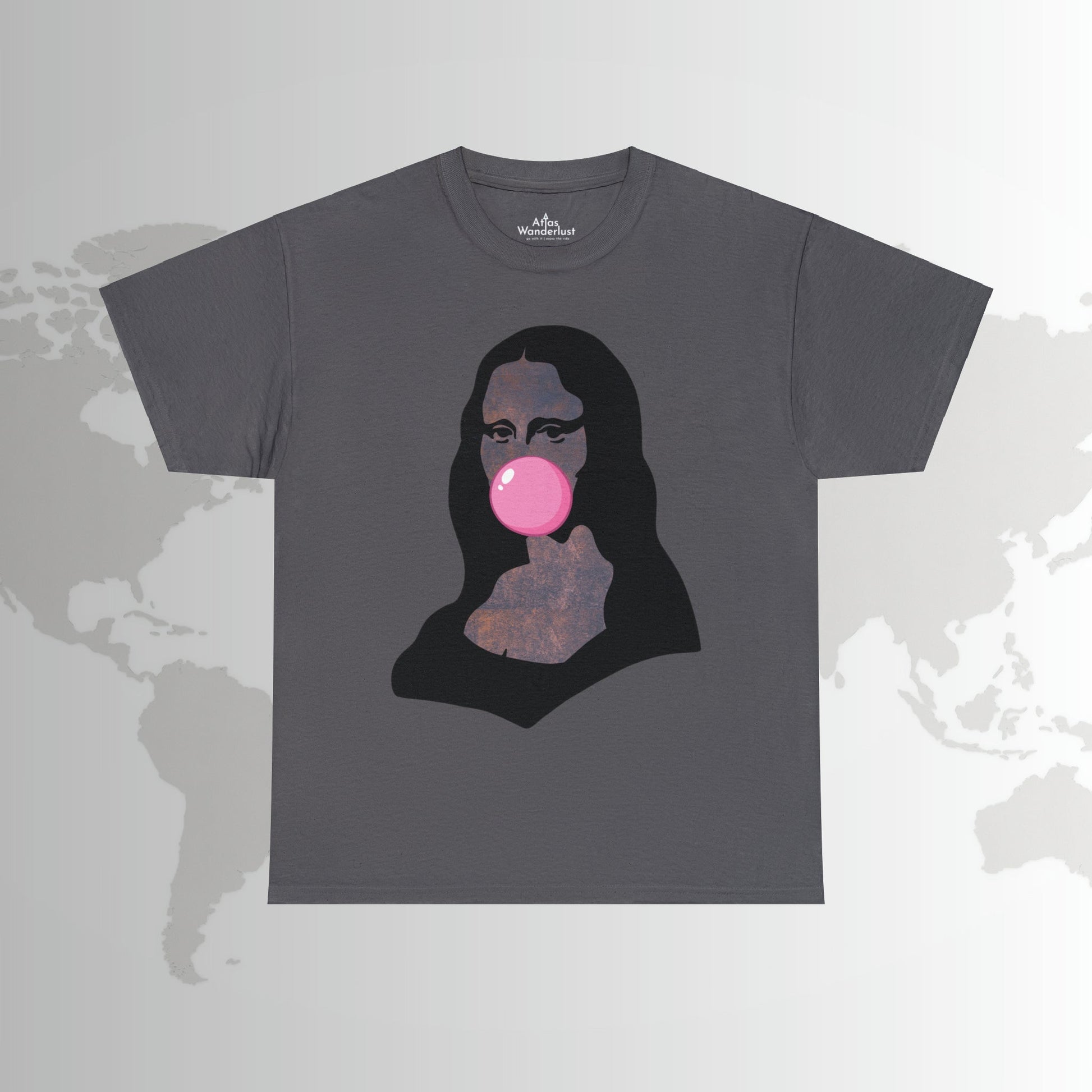 Mona Lisa Bubblegum T-Shirt Italy Humor Tee Atlas Wanderlust