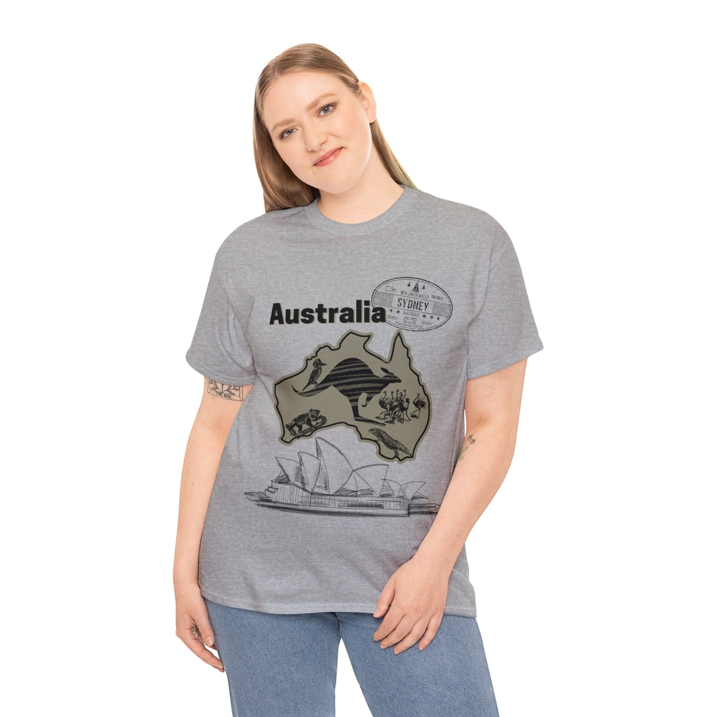 Australia Down Under T-Shirt, Kangaroo Tee Atlas Wanderlust