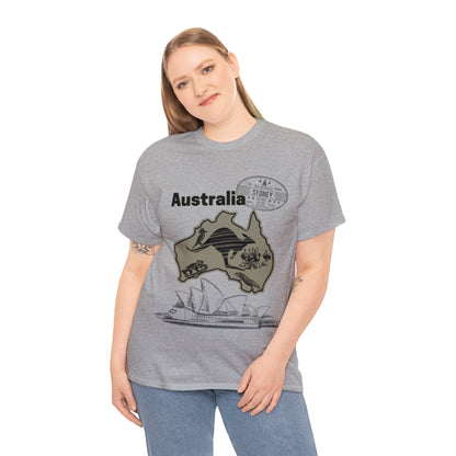 Australia Down Under T-Shirt, Kangaroo Tee Atlas Wanderlust