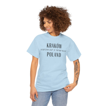 Krakow, Poland Coordinates T-Shirt Unisex Atlas Wanderlust
