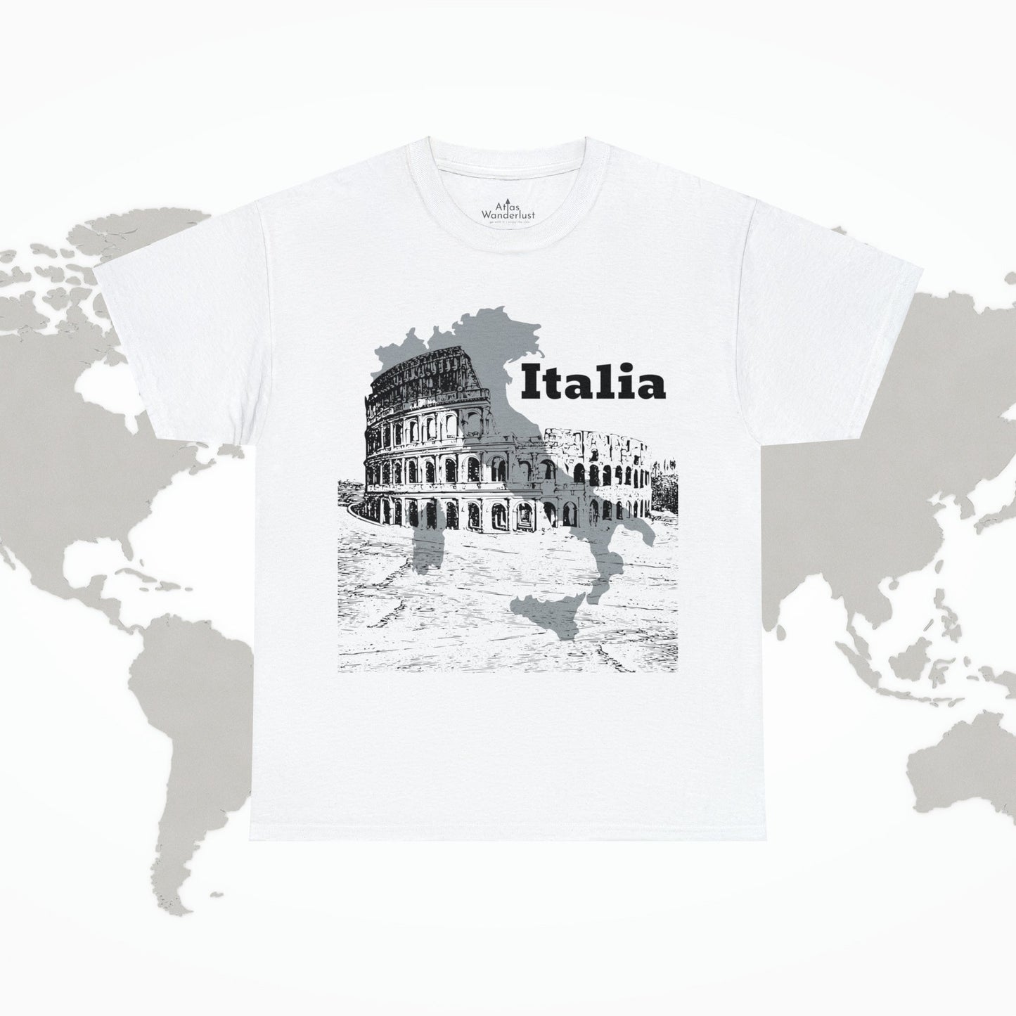 Italia Colosseum T-Shirt, Italian Architecture Tee Atlas Wanderlust