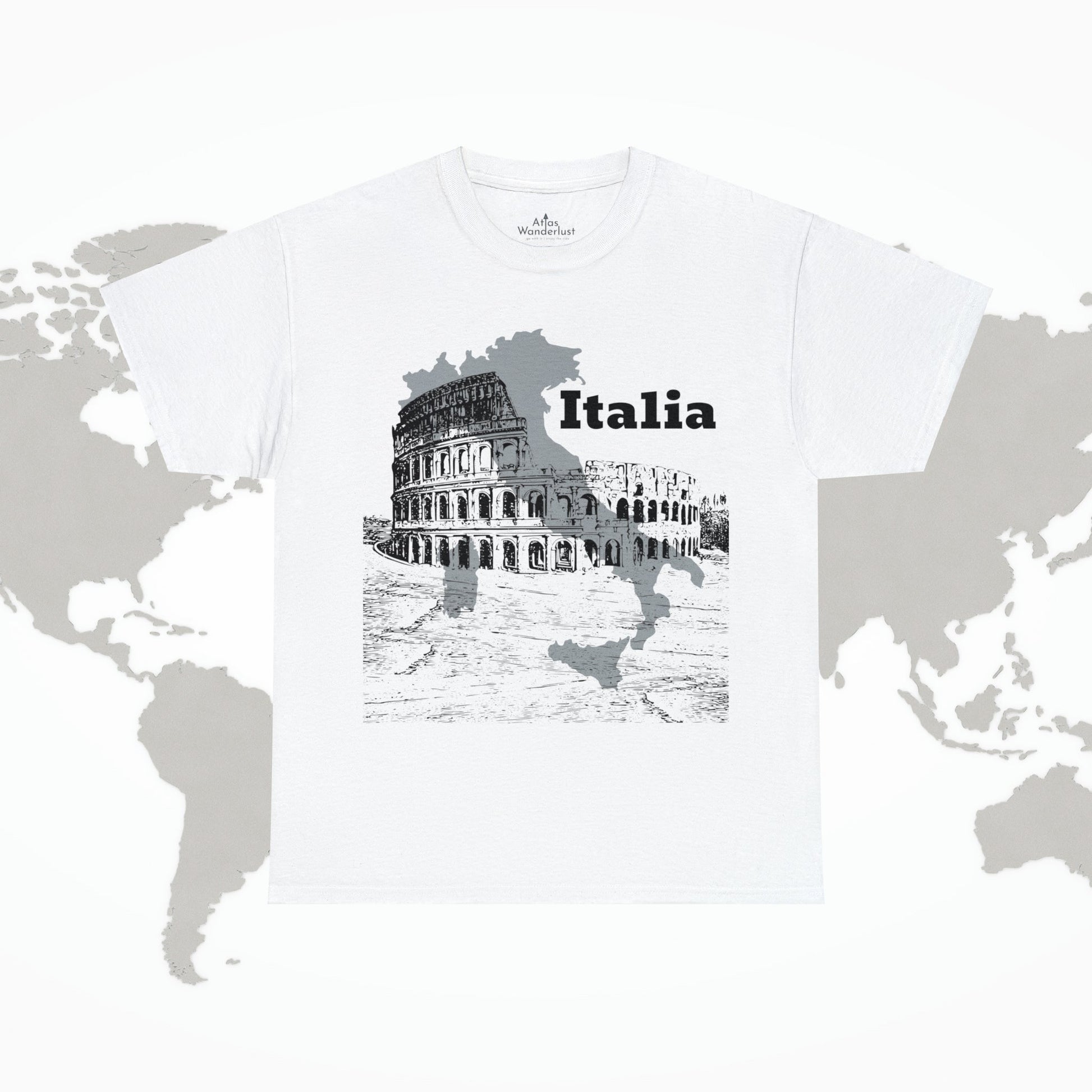 Italia Colosseum T-Shirt, Italian Architecture Tee Atlas Wanderlust