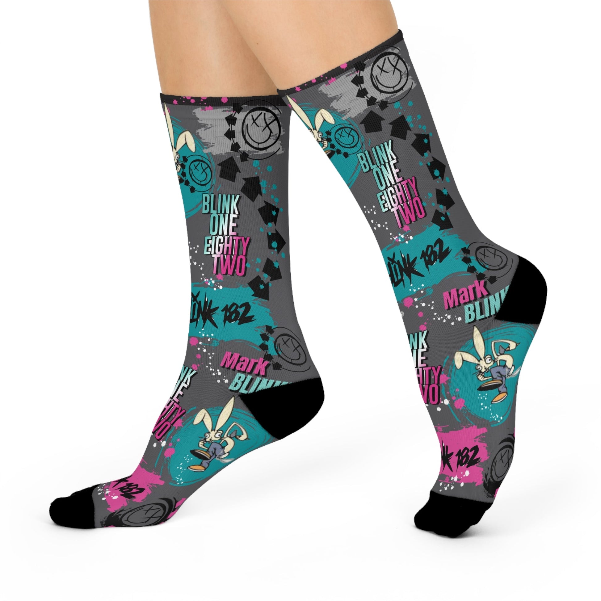 Blink 182 Socks, Mark Blinked Unisex Adult Mid Calf Atlas Wanderlust