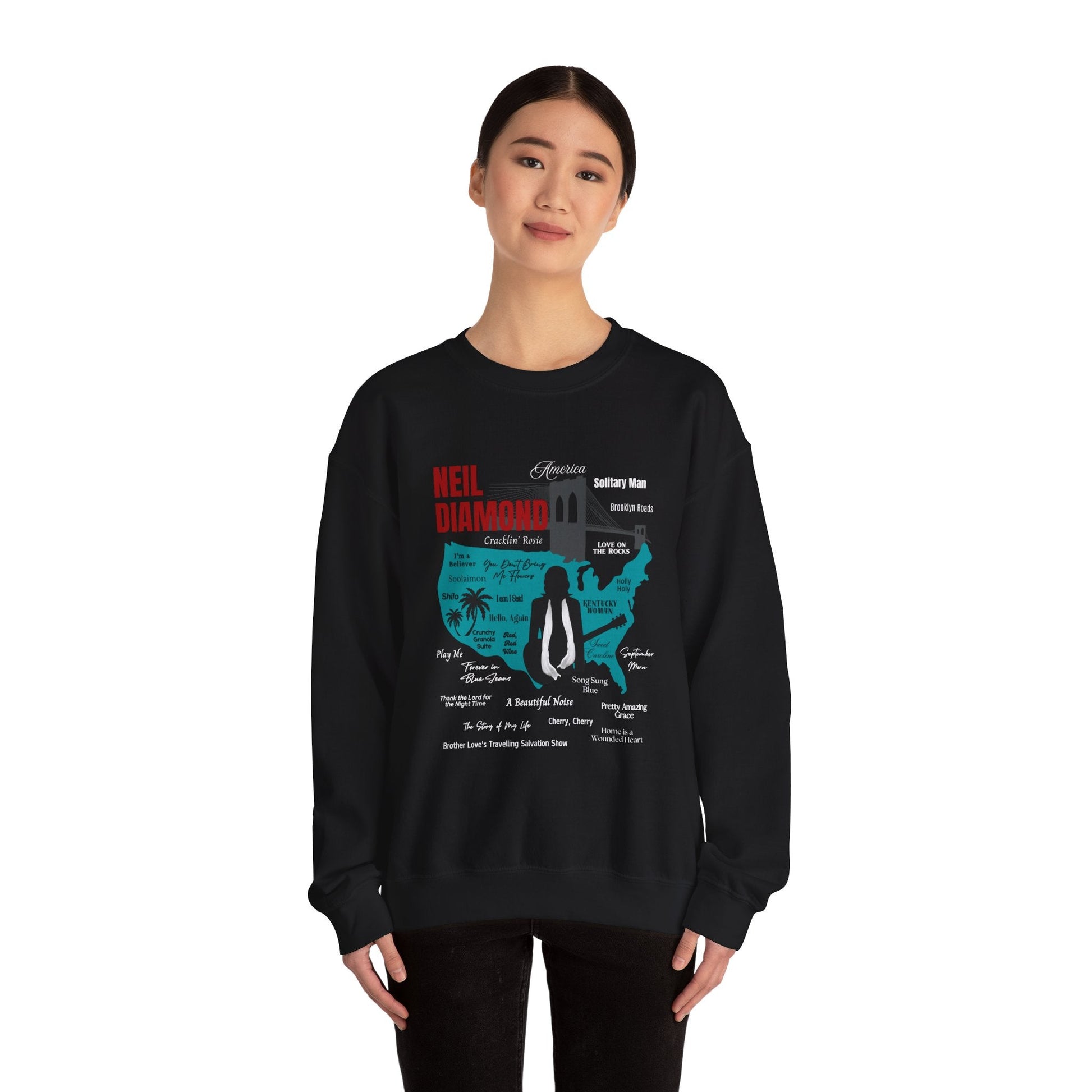Neil Diamond Sweatshirt "Lost Between Two Shores" Unisex Black Atlas Wanderlust