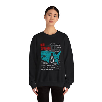 Neil Diamond Sweatshirt "Lost Between Two Shores" Unisex Black Atlas Wanderlust