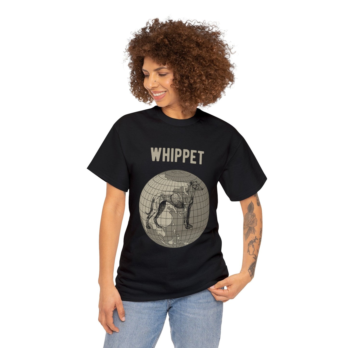 Whippet T-Shirt, World Map Tee Atlas Wanderlust