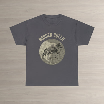 Border Collie T-Shirt, Old-World Map Tee Atlas Wanderlust