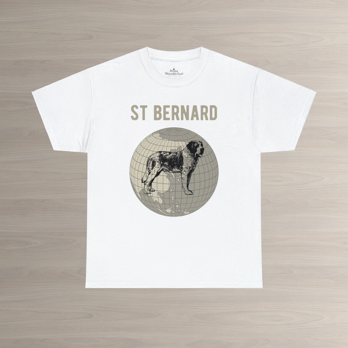 St Bernard T-Shirt, Old-World Map Tee Atlas Wanderlust