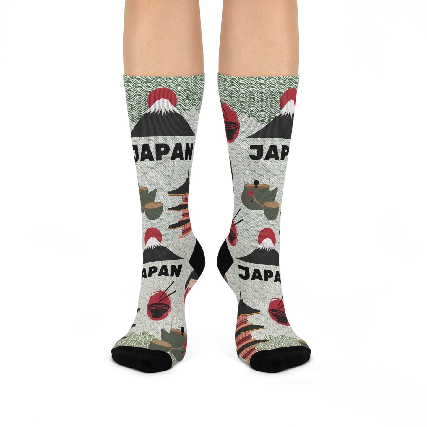 Japan Crew Socks Unisex Geisha Trendy Design Atlas Wanderlust