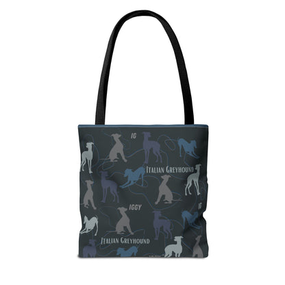 Italian Greyhound Iggy Tote Bag  Modern Design Original 3 Sizes Atlas Wanderlust