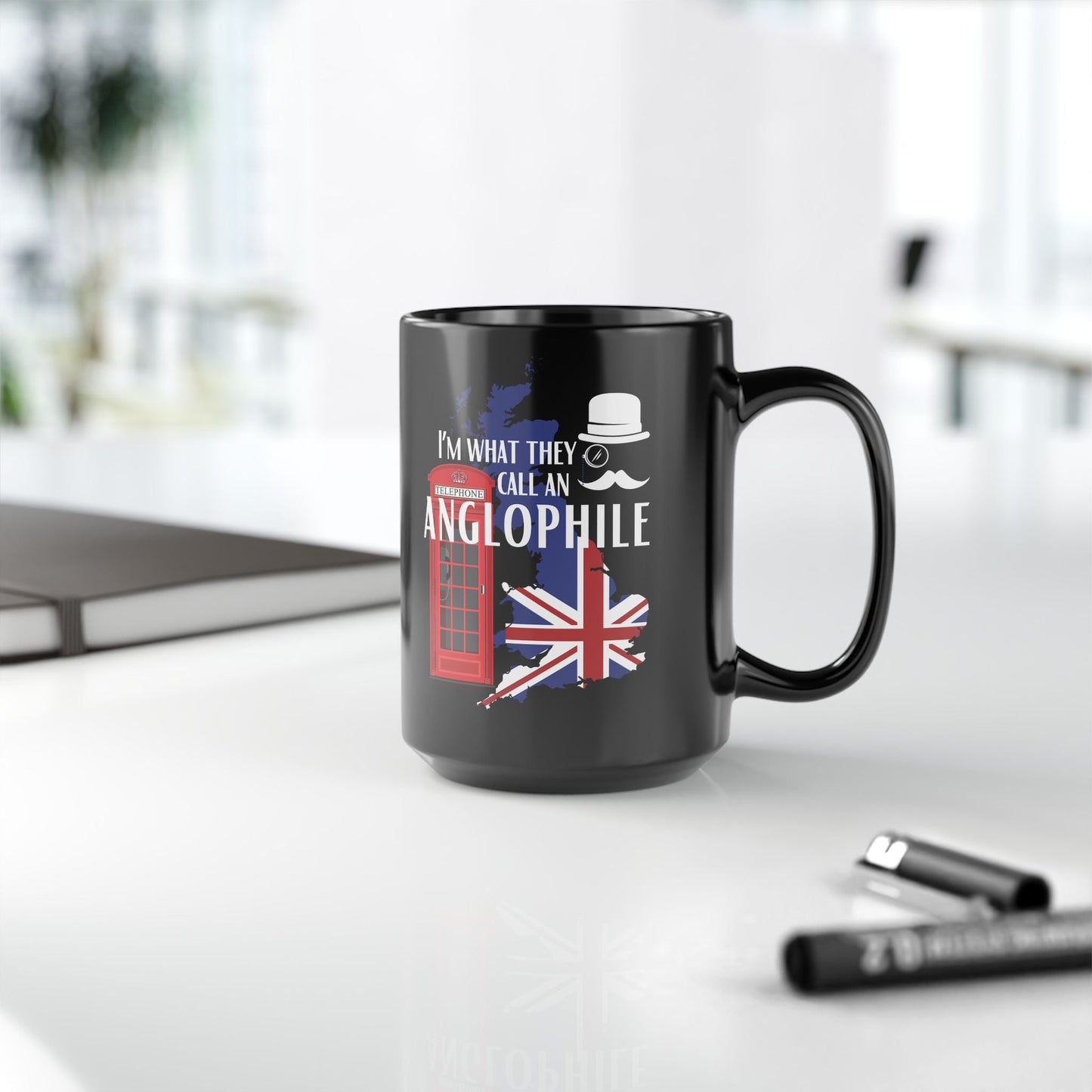 Anglophile Coffee Mug England Lovers 15 oz Ceramic Modern Original Atlas Wanderlust