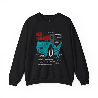 Neil Diamond Sweatshirt "Lost Between Two Shores" Unisex Black Atlas Wanderlust