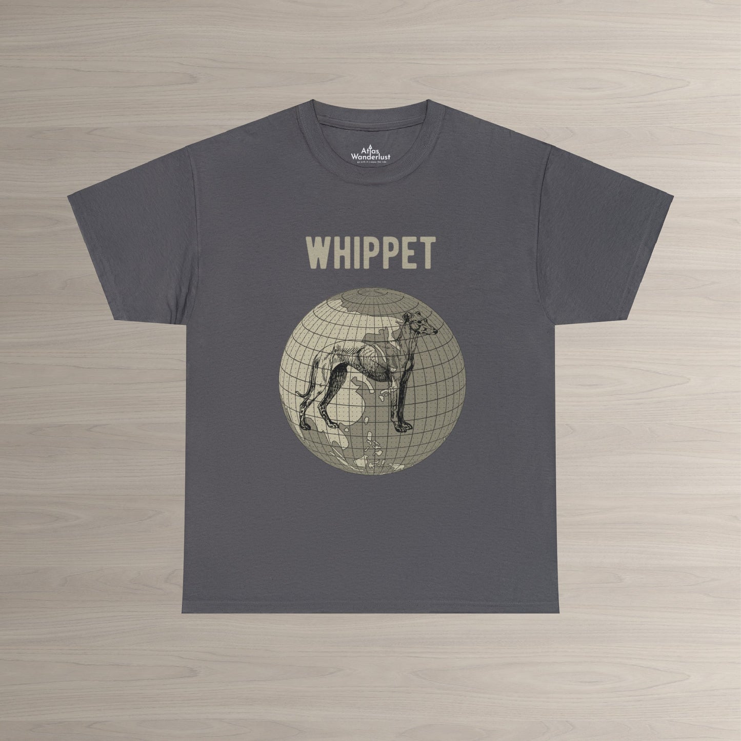 Whippet T-Shirt, World Map Tee Atlas Wanderlust