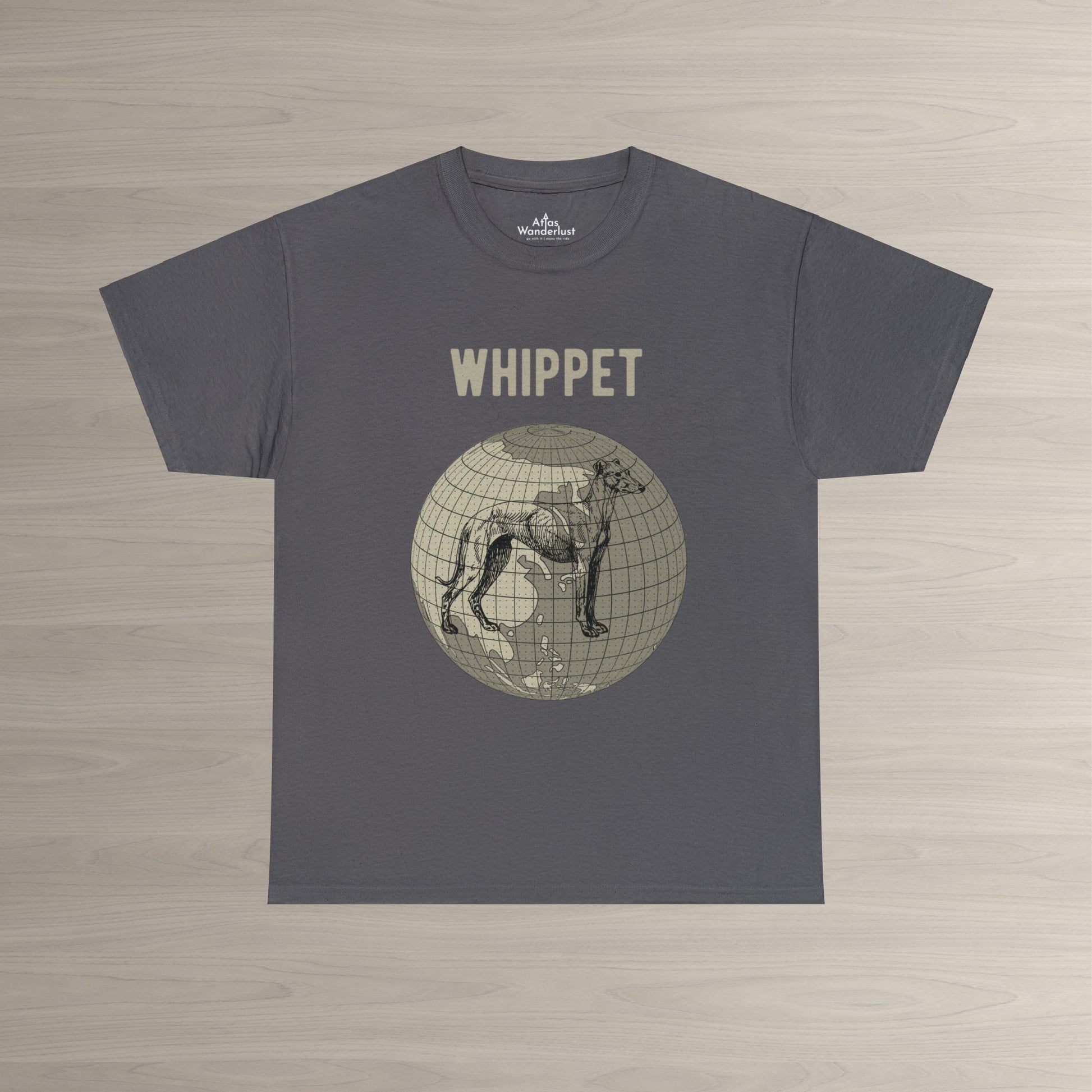 Whippet T-Shirt, World Map Tee Atlas Wanderlust