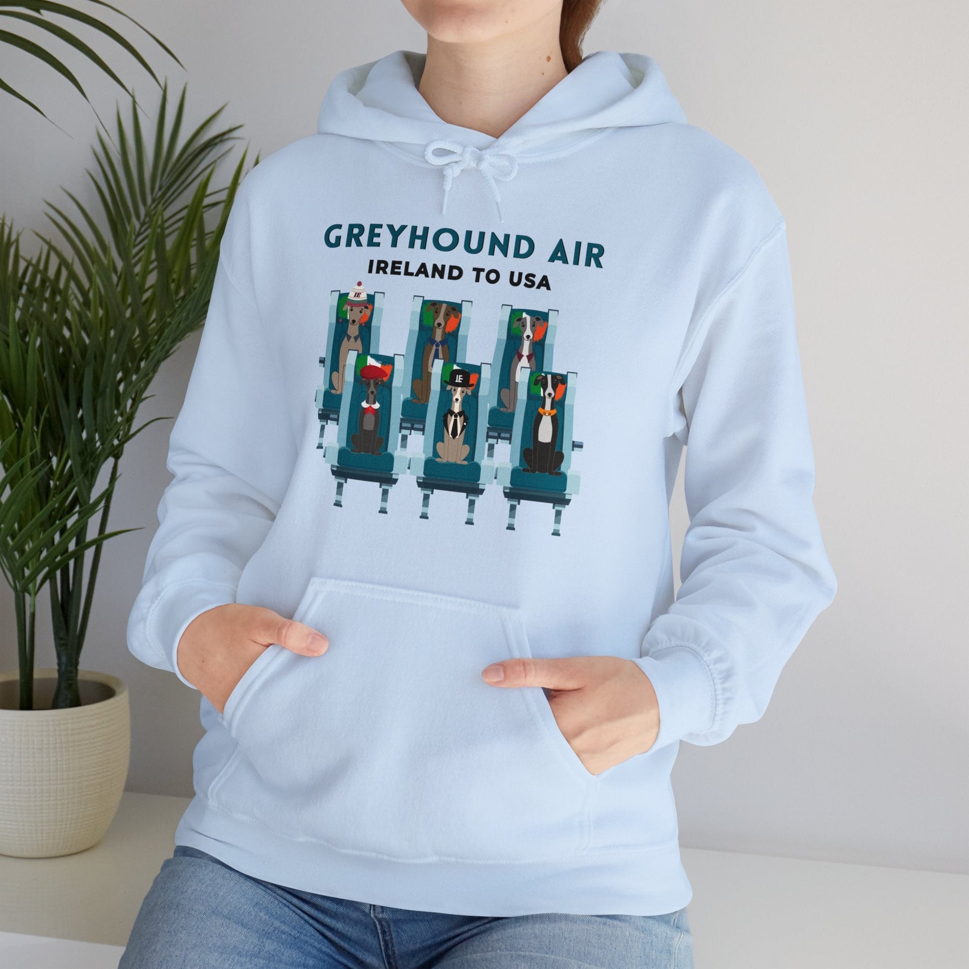 Greyhound Air Hooded Sweatshirt, Ireland to USA Classic Fit, Original Design, Unisex Atlas Wanderlust
