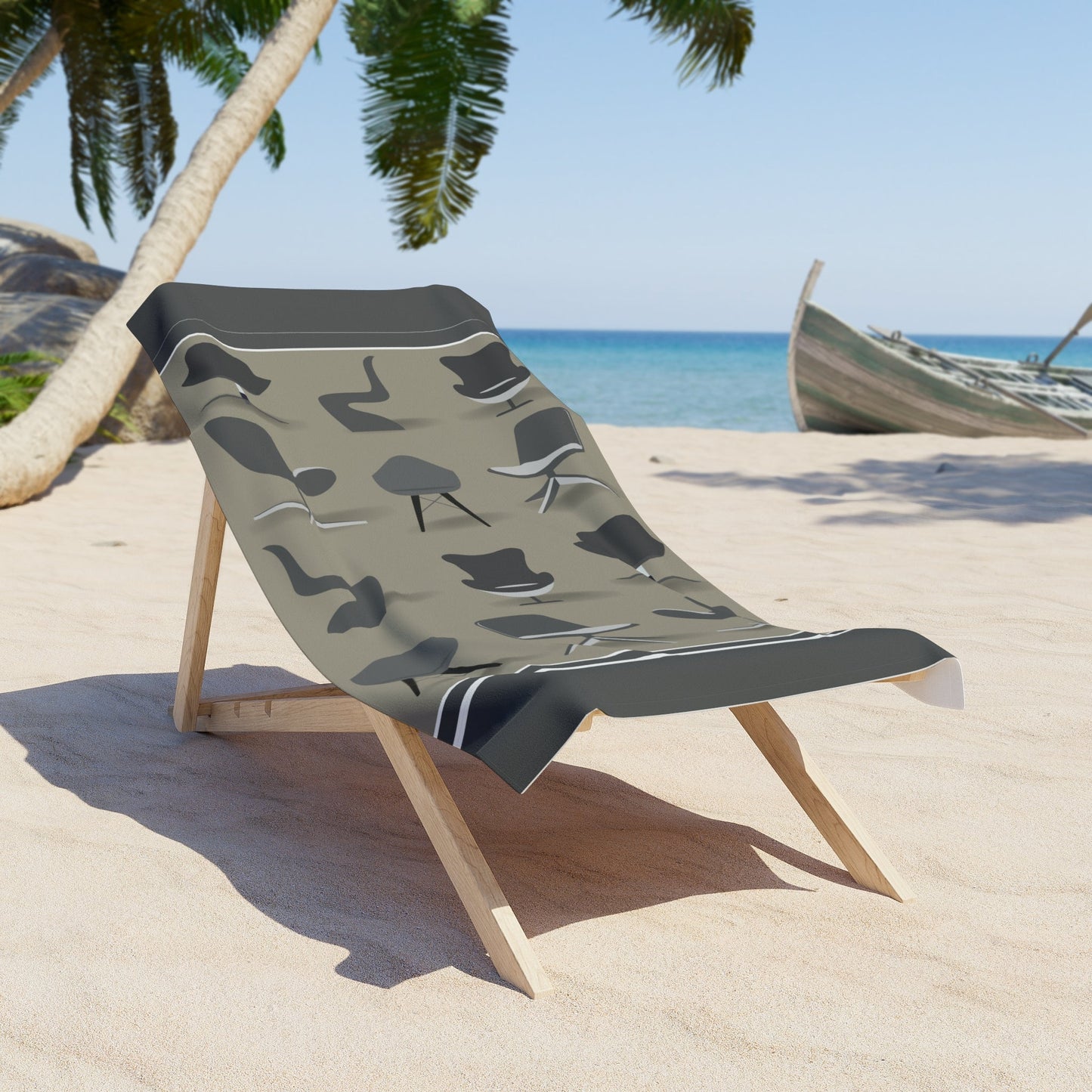 Mid Century Chair Beach Towel Atlas Wanderlust