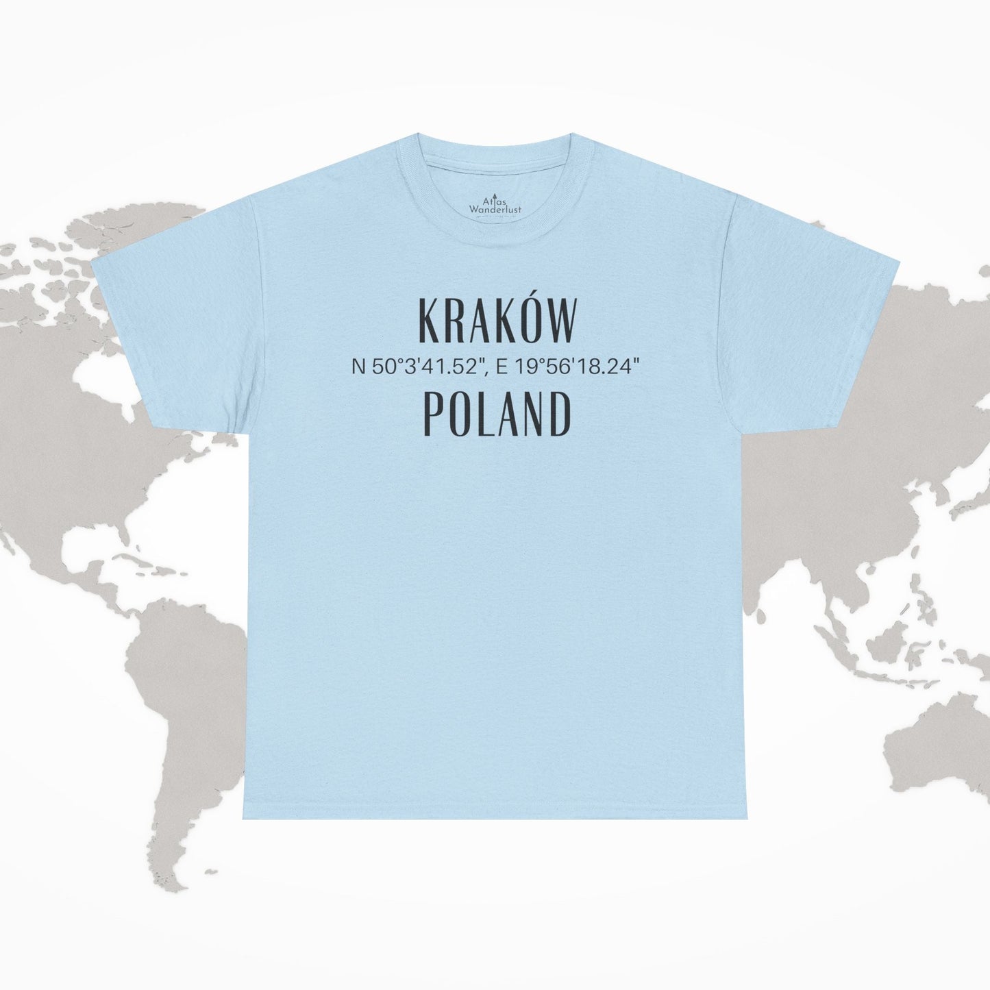 Krakow, Poland Coordinates T-Shirt Unisex Atlas Wanderlust