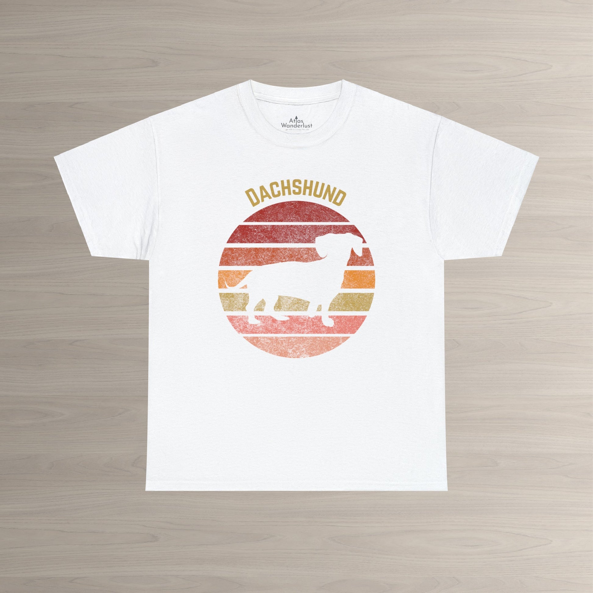 Dachshund T-Shirt, Retro Wiener Dog tee Atlas Wanderlust