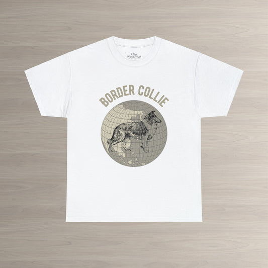 Border Collie T-Shirt, Old-World Map Tee Atlas Wanderlust