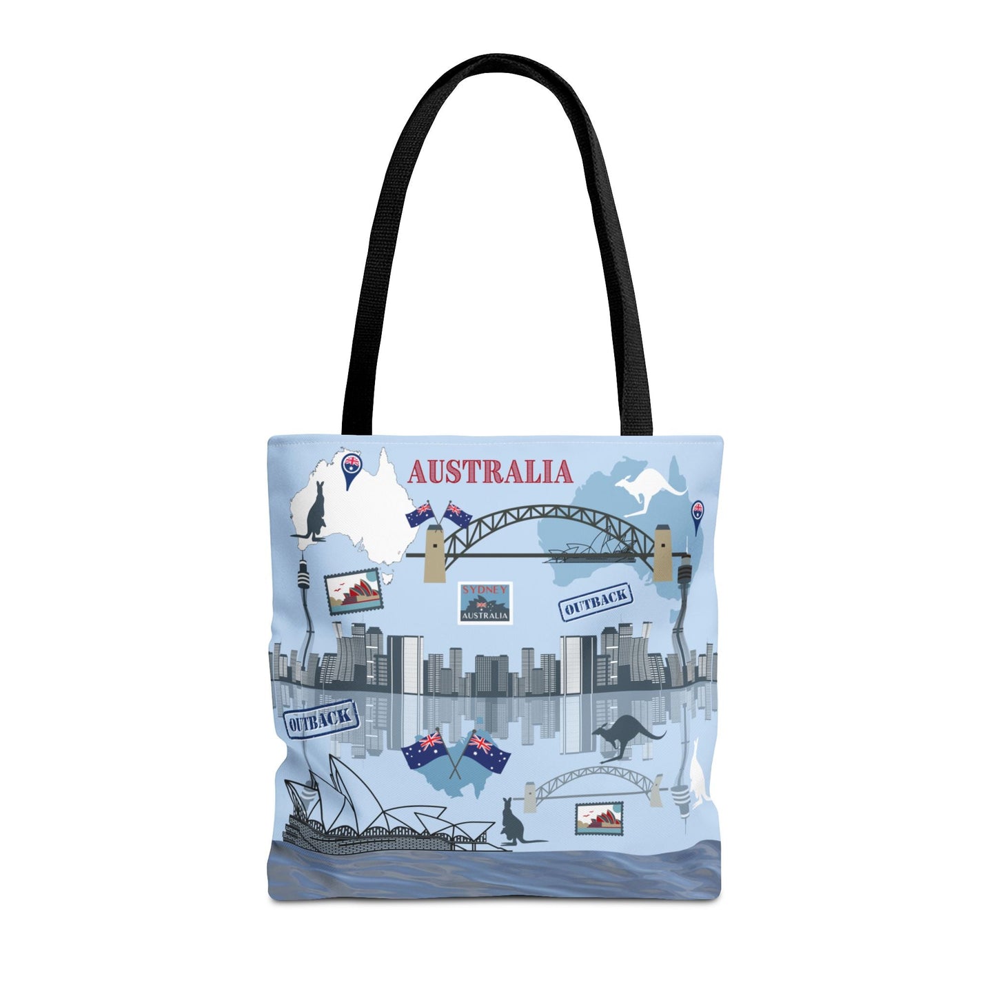 Australia Landmarks Tote Bag Sydney Opera House Kangaroos 3 Sizes Atlas Wanderlust
