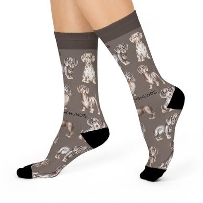 Dachshund Socks Chocolate Unisex Adult Stretchy Mid Calf Original Atlas Wanderlust