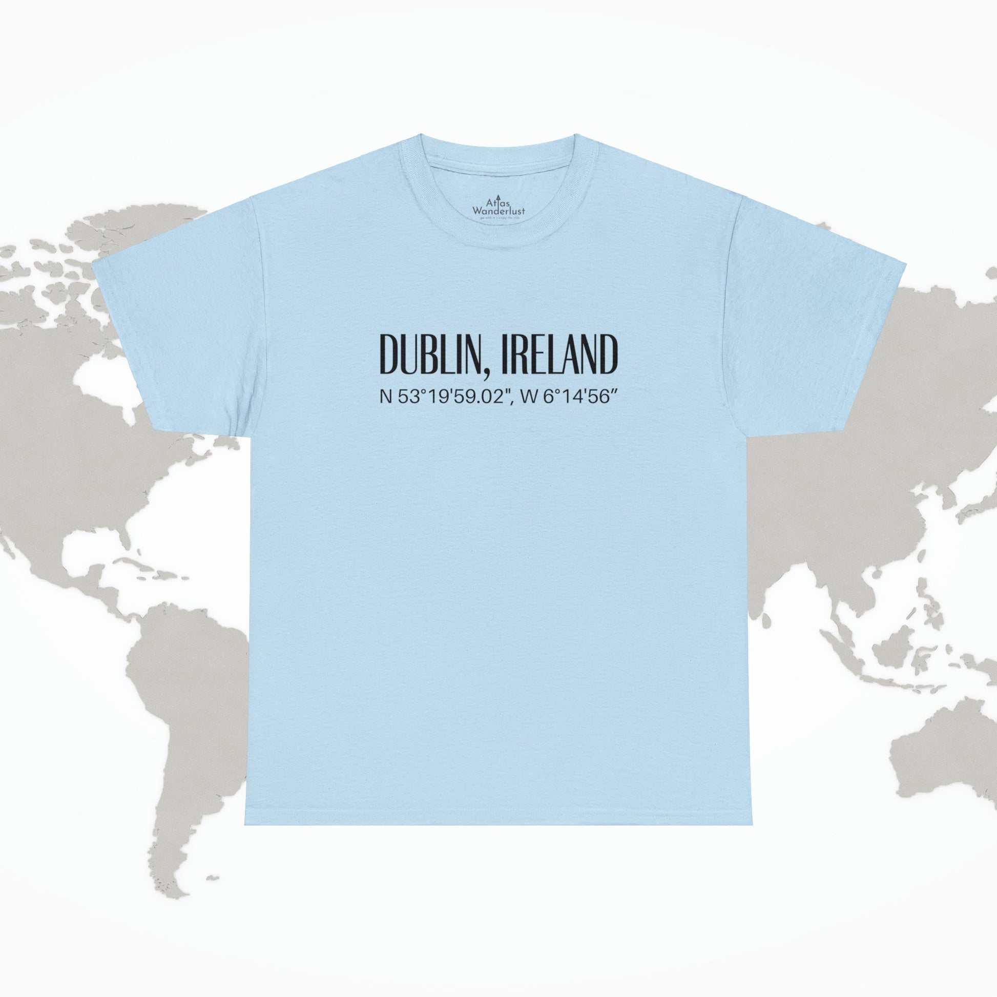 Dublin Ireland Coordinates T-Shirt, Modern Irish Tee Atlas Wanderlust