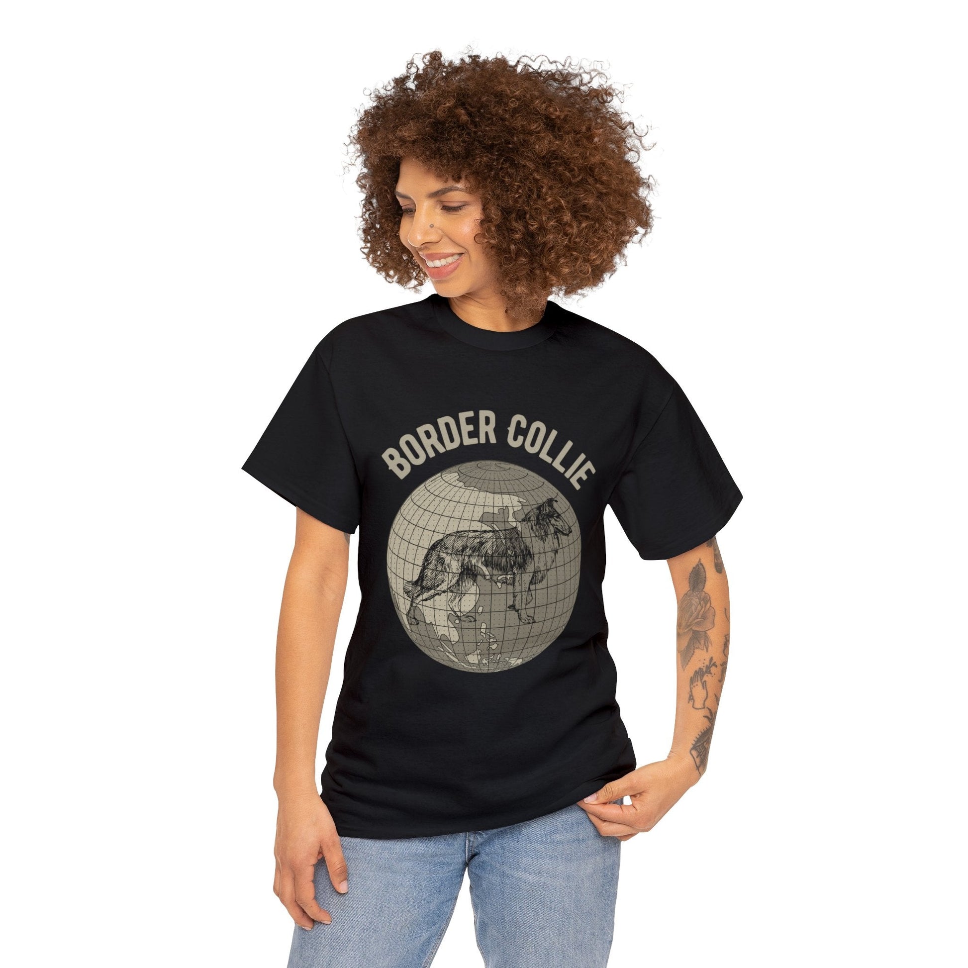 Border Collie T-Shirt, Old-World Map Tee Atlas Wanderlust