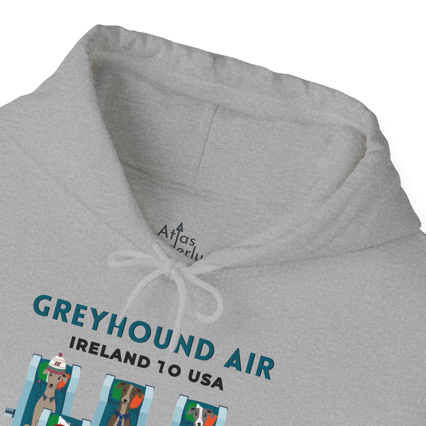 Greyhound Air Hooded Sweatshirt, Ireland to USA Classic Fit, Original Design, Unisex Atlas Wanderlust