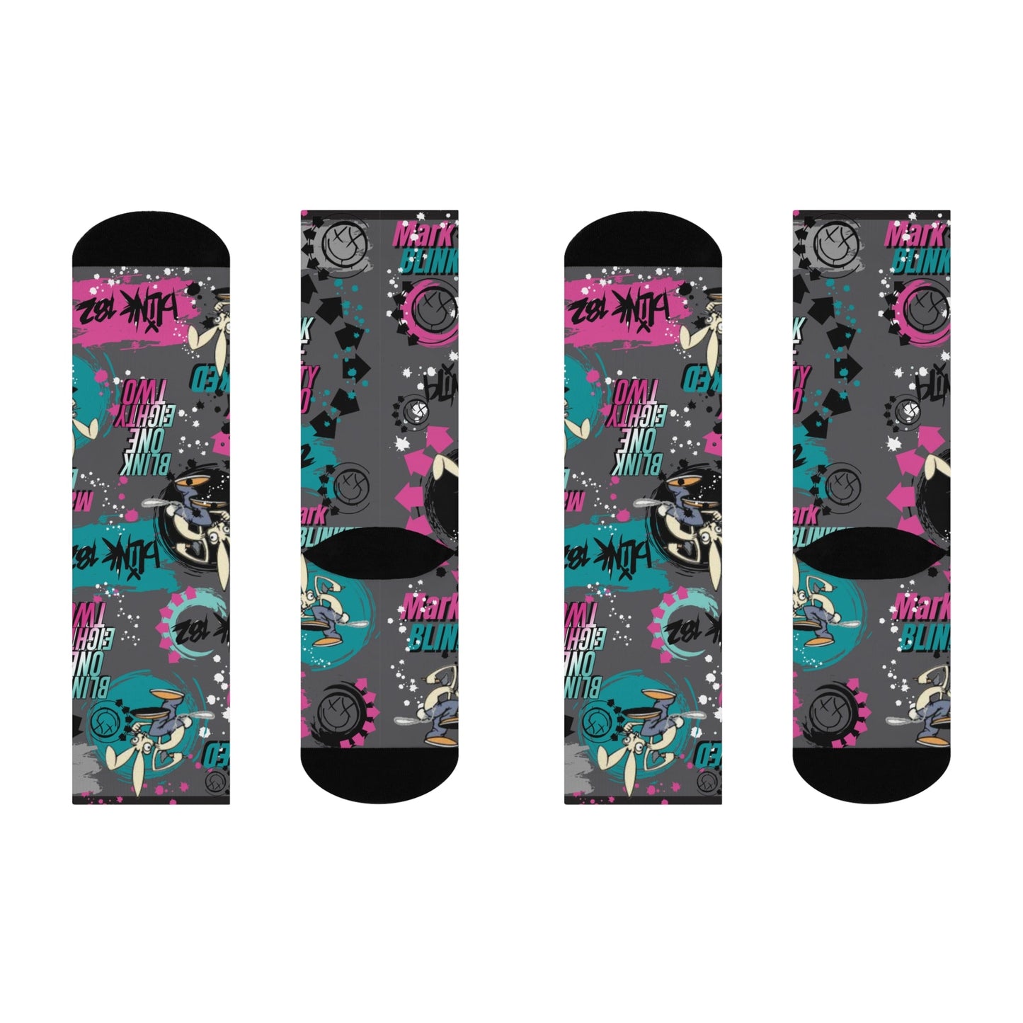 Blink 182 Socks, Mark Blinked Unisex Adult Mid Calf Atlas Wanderlust